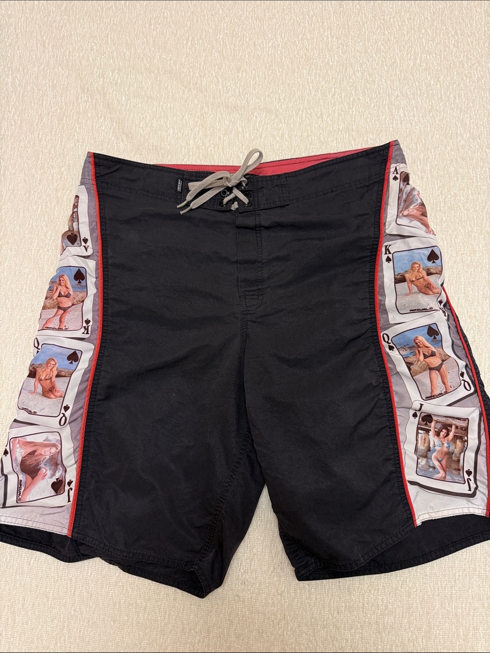 Rip Curl Black Swim Board Shorts with Playing Card Side Panels